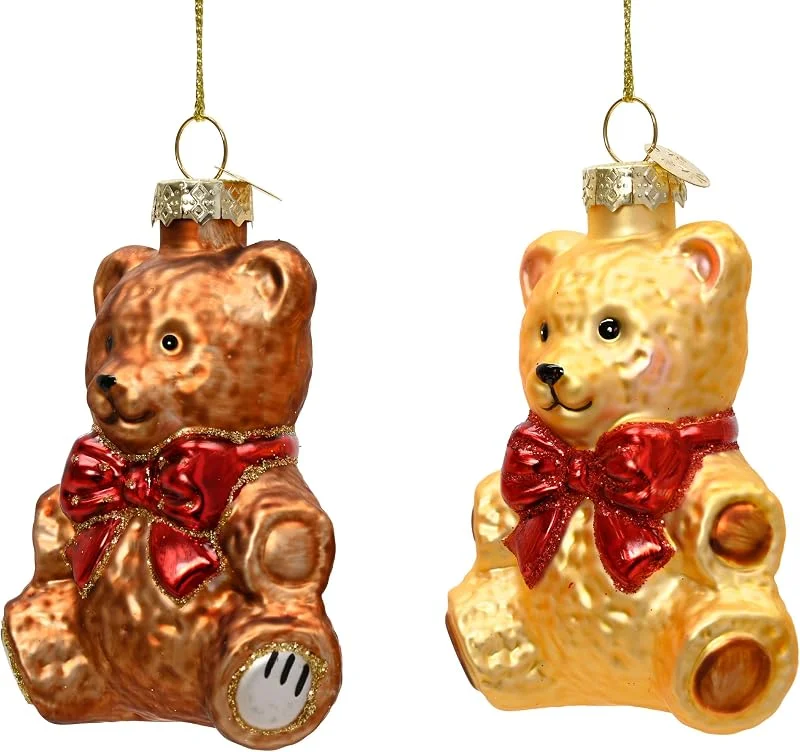 Decoris Adorno para árbol de Navidad (cristal, 9 cm), diseño de oso de peluche — Decoracion Navidad