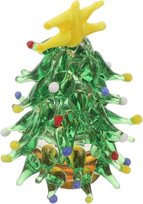 PRETYZOOM Figura de Árbol de Navidad de Cristal Verde LED Integrado — Decoracion Navidad