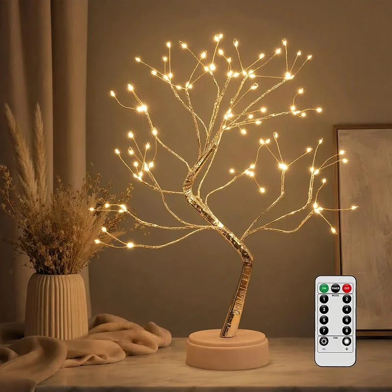 EHIOG Lámpara Árbol Bonsai 108 LEDs, 8 Modos Luces de Mesa Artificiales, Decoración Hogar con Batería y USB, Con control remotoÁrbol Iluminado para Navidad, Boda, Cumpleaños y Fiestas — Cena a la luz de velas
