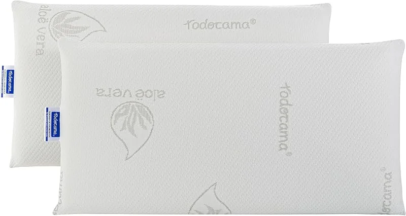Visita la tienda de Todocama Todocama Almohada viscoelástica Aloe Vera (Pack de 2 Unidades - 70 cm) — Vino y mesa festiva
