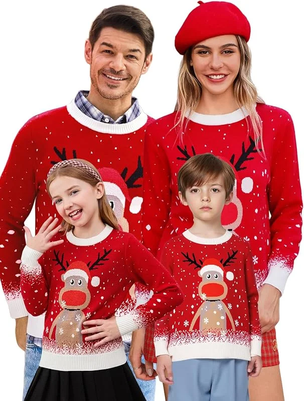 Visita la tienda de Saodimallsu Saodimallsu Ugly Christmas Suéteres Hombre Jersey Navideños Familia Mujer Niños Unisex Suéter De Navidad Invierno Patrón De Reno — Ropa Navidad