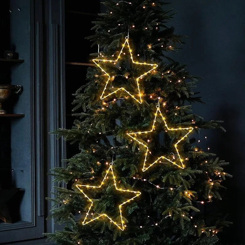Visita la tienda de TRIXES TRIXES Decoración de Estrellas LED de 3 Piezas, Funciona con Pilas, Control Remoto - Decoraciones de Ventana iluminadas para Colgar, función de Temporizador de 6 Horas — Decoracion Navidad