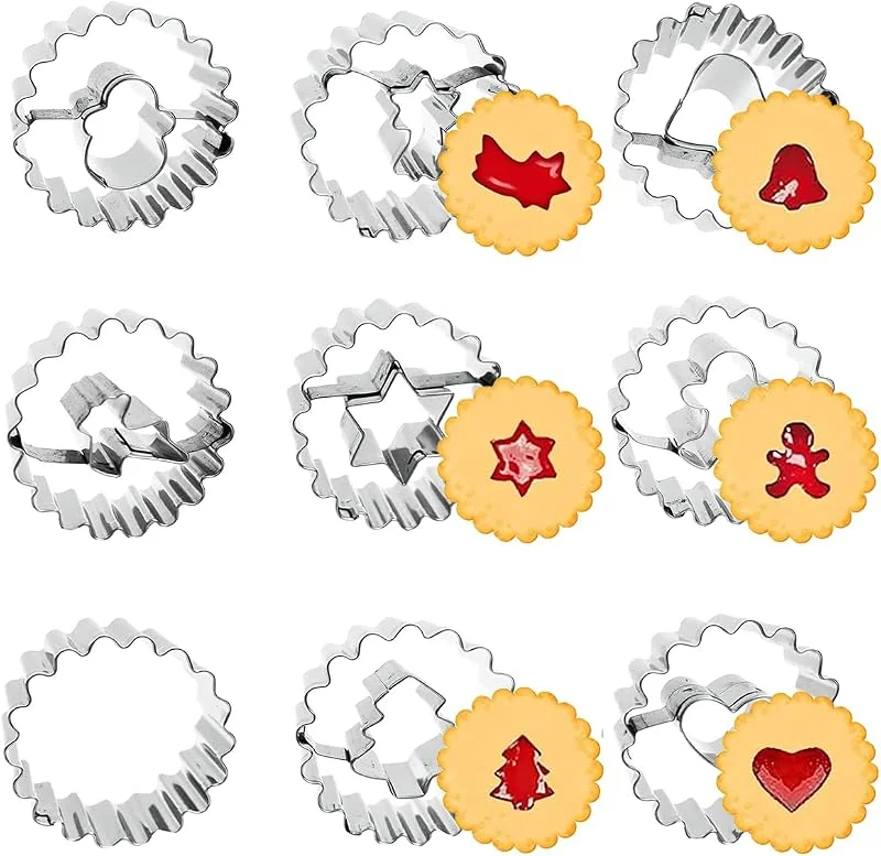 FainFun Cortadores de Galletas Linz, FainFun 9 Piezas Cortadores de Galletas Navidad, Moldes Galletas Acero Inoxidable para Sandwich, Cookie, Fondant, Cumpleaños Decoracion Cortapastas Galletas — Hogar y cocina