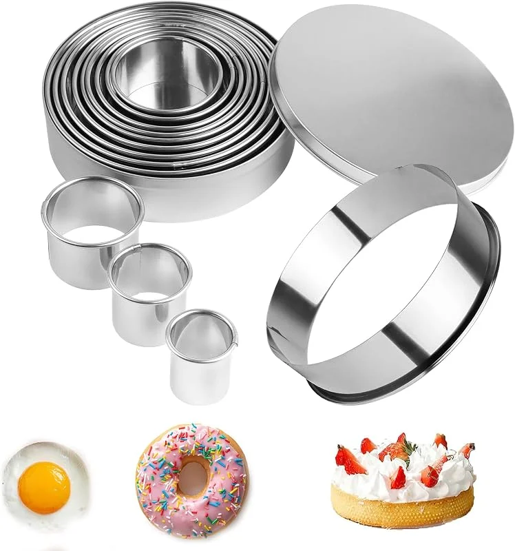 Yeenano Cortadores de Galletas, 11 PCS Cortadores de Pastelería Redondos, Molde Galletas, Cortadore Galleta Acero Inoxidable con Caja de Almacenaje para Pastelería, Donas, Fondant, Hornear, Pasteles DIY — Hogar y cocina
