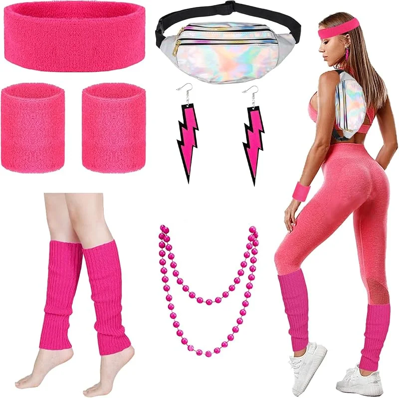 YOUYIKE Disfraz Años 80 Mujer Accesorios S, M, L, XL, XXL, Camiseta, Riñonera, Tutú, Diadema, Collar, Pendiente, Ropa Años 80 Disfraz Carnival Christmas Halloween Cosplay — Ropa Navidad