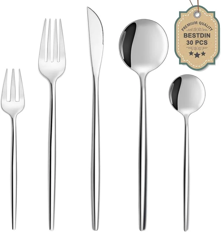 Visita la tienda de Bestdin Bestdin Juego de cubiertos para 6 personas, 30 piezas de acero inoxidable — Adviento y mesa