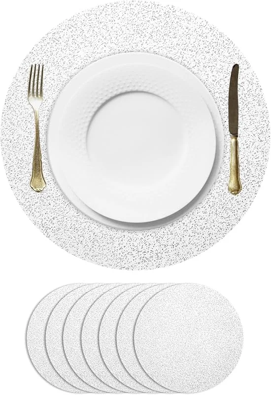 Visita la tienda de sourcing map sourcing map 8 manteles individuales redondos desechables de plata de estrella de 33 cm con purpurina metálica fina de malla prensada, decoración para fiestas, bodas, Navidad, Acción de Gracias — Hogar y cocina
