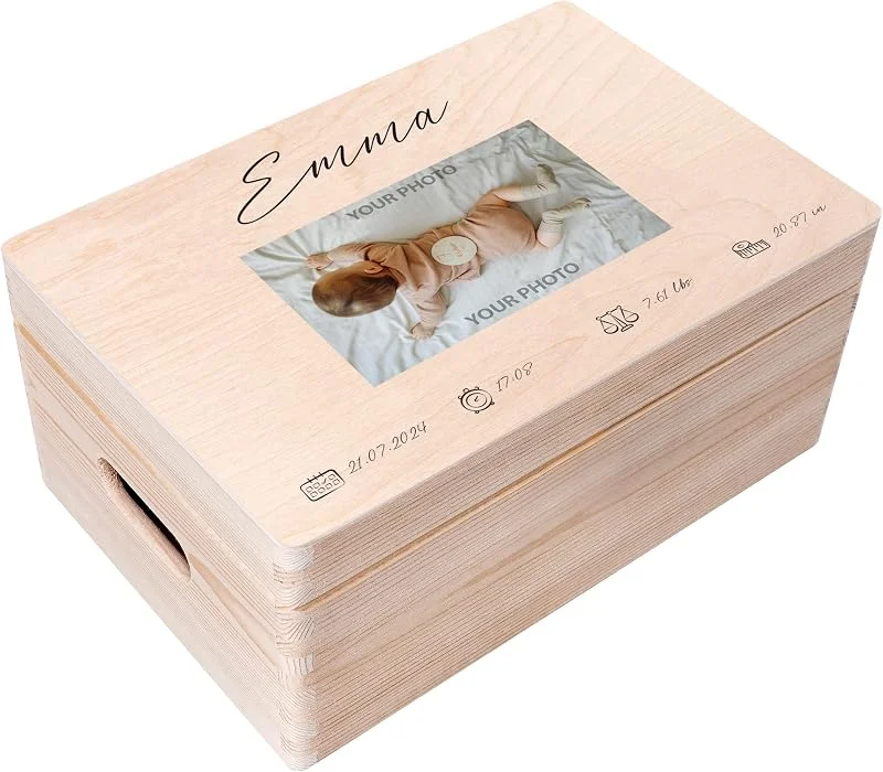 Visita la tienda de Creative DECO Creative DECO Caja de Recuerdos Personalizada con tu Foto para Bebés — Envoltorio regalo