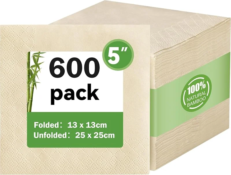 Visita la tienda de MORGIANA MORGIANA 600 uds Servilletas de Cóctel de Bambú Servilletas Ecológicas de 2 capas de Papel Biodegradables Fiesta Restaurante Navidad（25 * 25CM） — Adviento y mesa