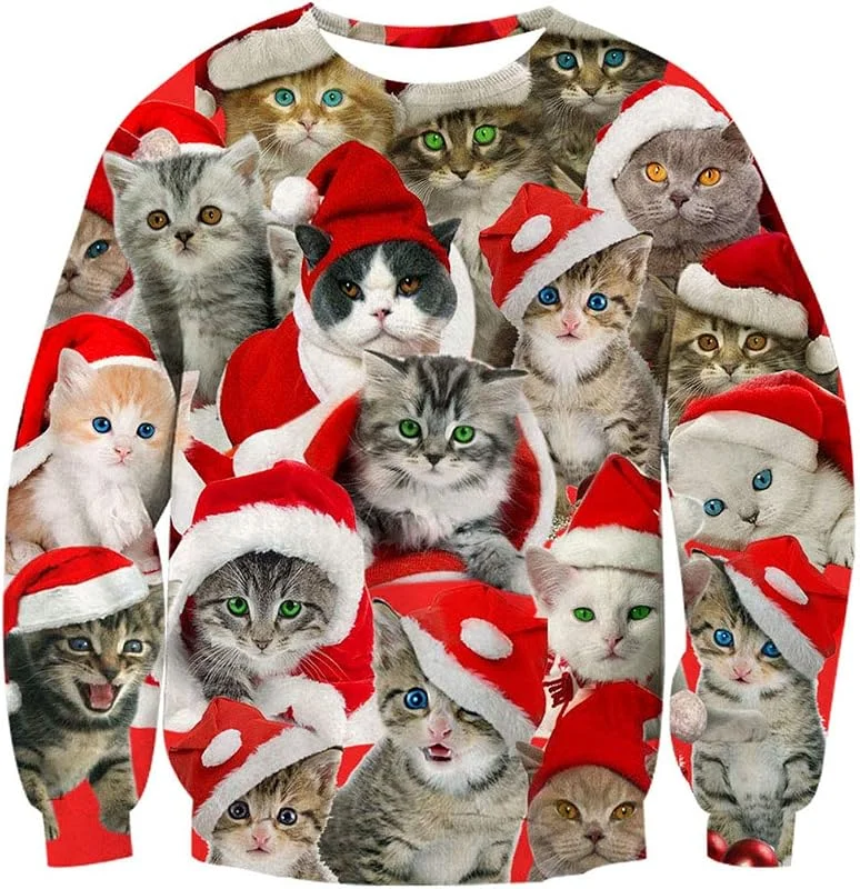 Rave on Friday Unisexo Navidad Sudaderas 3D Impresión Ugly Christmas Sweater Hombre Tops Sweatshirt S-XXL — Ropa Navidad