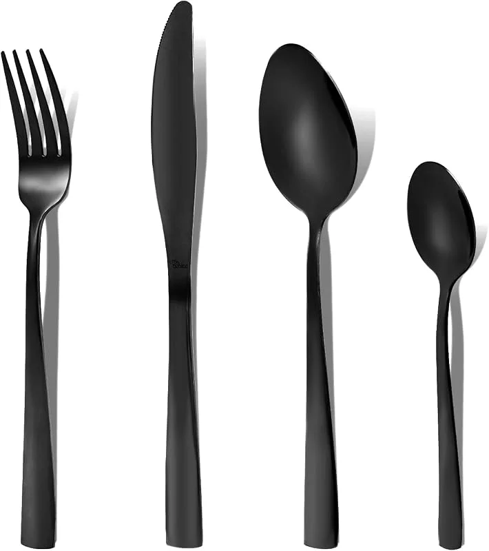 Visita la tienda de Otto Koning OTTO KONING Leipzig Cubiertos Acero Inoxidable Negro 32 Piezas 8 Personas — Adviento y mesa