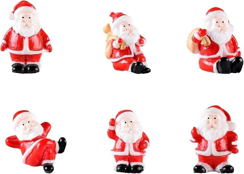 Symphonyw Adornos de Navidad en miniatura, 10 unidades de mini Papá Noel muñeco de nieve, figuras decorativas de resina, figuras de Navidad, minifiguras pequeñas, accesorios de bricolaje, decoraciones navideñas — Decoracion Navidad