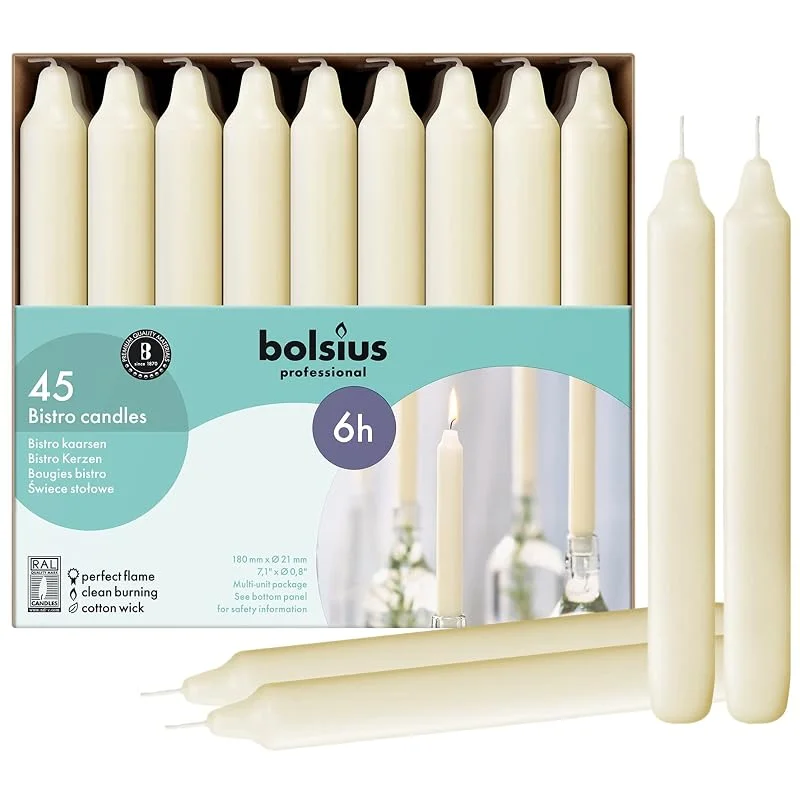 Visita la tienda de Bolsius Bolsius – Vela perfumada 103403679905 Bistro vela marfil, 7, "Crema (Pack de 45) — Cena a la luz de velas