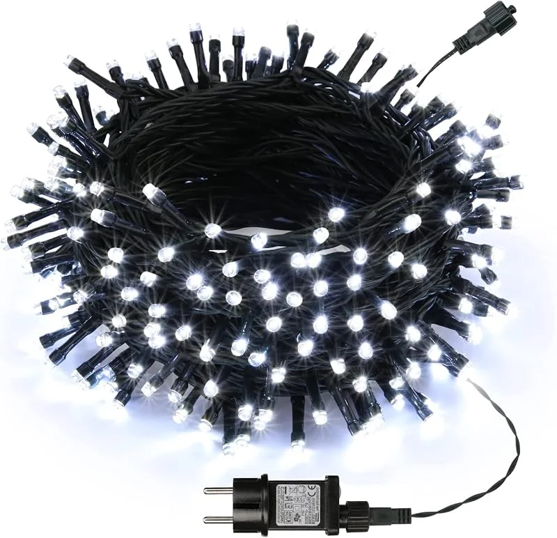 Visita la tienda de Joomer Joomer Luces de Navidad Exterior Enchufe 20M 200 LED Blanco Frio — Luces Navidad