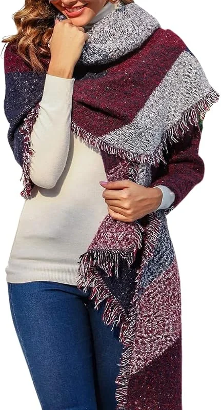 Visita la tienda de JFAN JFAN Bufanda Mujer Tipo Mantas Larga Suave Combinaciones Inesperadas Bufanda para Invierno — Ropa Navidad