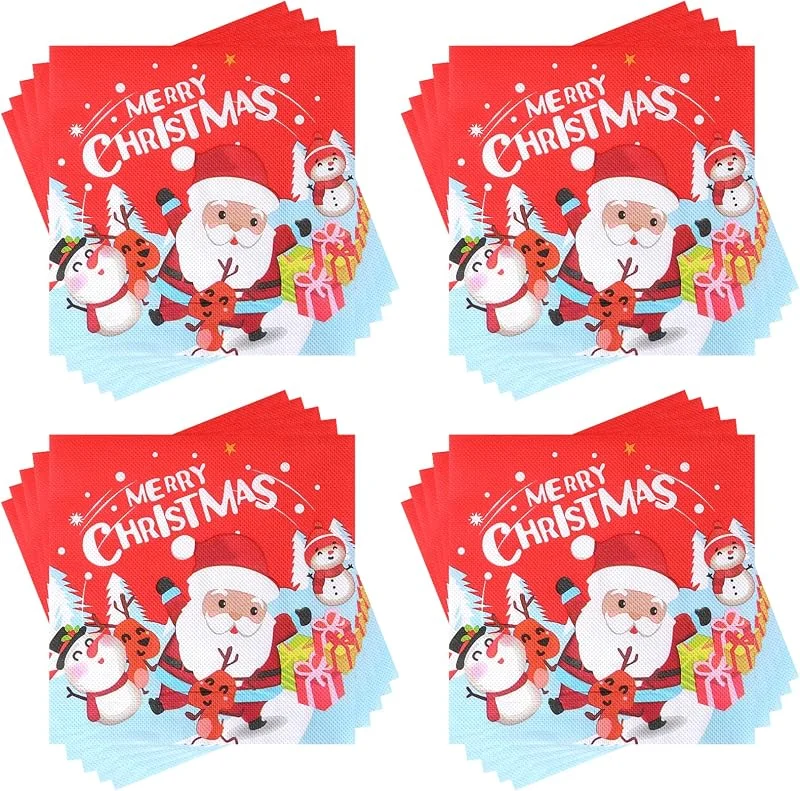 Pwsap 60Piezas Servilletas de Navidad, Servilleta de Lindo Papa Noel y Reno, Servilletas de Cóctel Desechables, Servilletas Decorativas de Papel para Suministros de Fiesta de Navidad de Té Almuerzo Festivo — Adviento y mesa