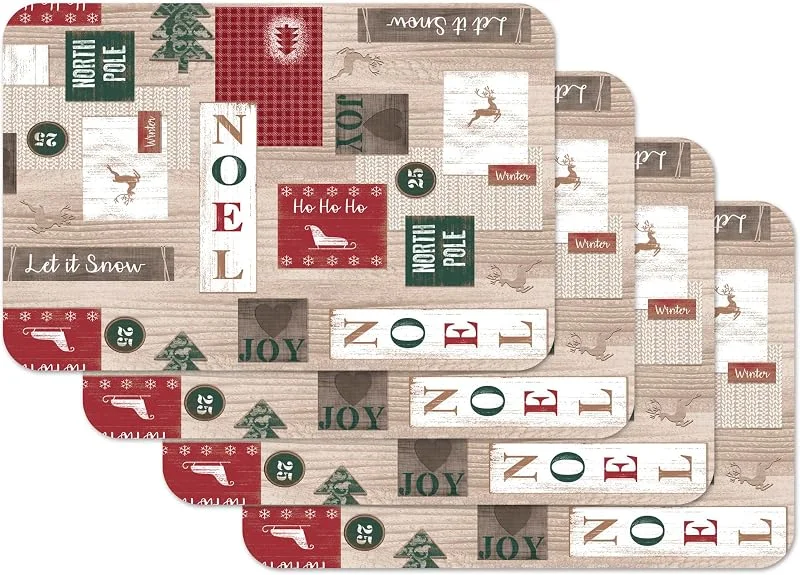 Venilia Juego de 4 Manteles Individuales Jingle Bells para Comedor, Posavasos, Decoración de Mesa Navideña, Aptos para Alimentos, 45 x 30 cm — Hogar y cocina
