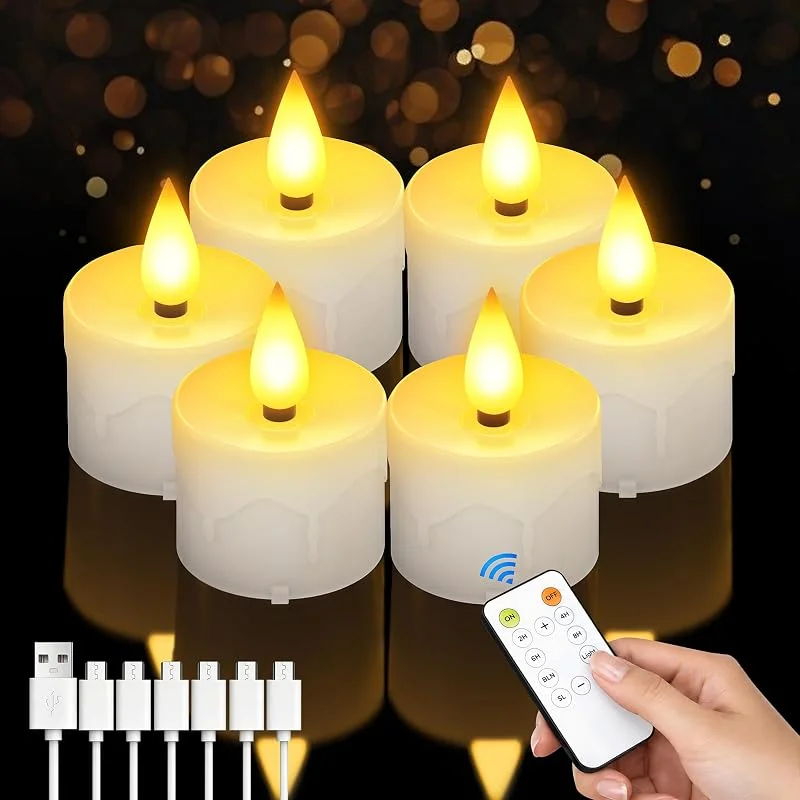 Visita la tienda de Tyreses Velas LED Recargables USB 6 Unidades y Brillo Regulable — Cena a la luz de velas