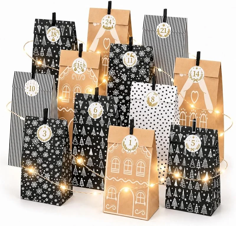 Fernaltona Calendario de Adviento para rellenar 2026 DIY Set – 24 bolsas con cadena de — Adviento y mesa