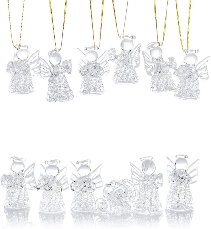 Visita la tienda de Nuptio 12 Piezas Mini Adornos de Cristal Transparente para el árbol de Navidad de los ángeles Que Cuelgan, Decoraciones Navideñas de Temporada Navideña Colgando Adornos — Decoracion Navidad