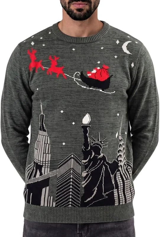 Xact Jersey de Navidad para hombre, diseño de Londres o Nueva York, cuello redondo — Ropa Navidad