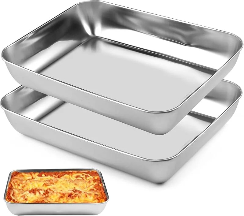 Dhisperares 2 Pcs Bandeja Horno Acero Inoxidable, 25, 5x19.5x4, 5cm Bandejas de Horno — Hogar y cocina