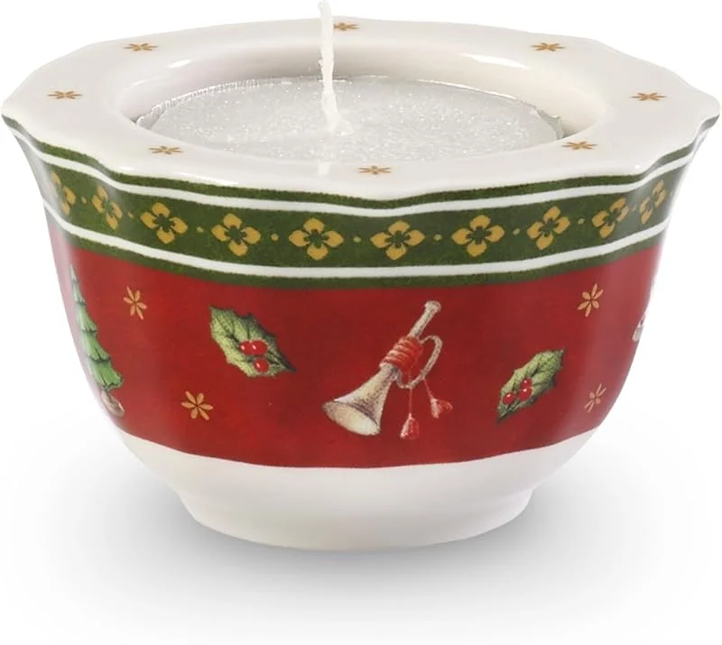 Villeroy & Boch 14-8585-3997 Portavelas de té Toy's Delight, para Navidad, 4 cm, en Festivo Embalaje de Regalo, Porcelana, Rojo, 27.5x14.0x8.0 cm — Adviento y mesa