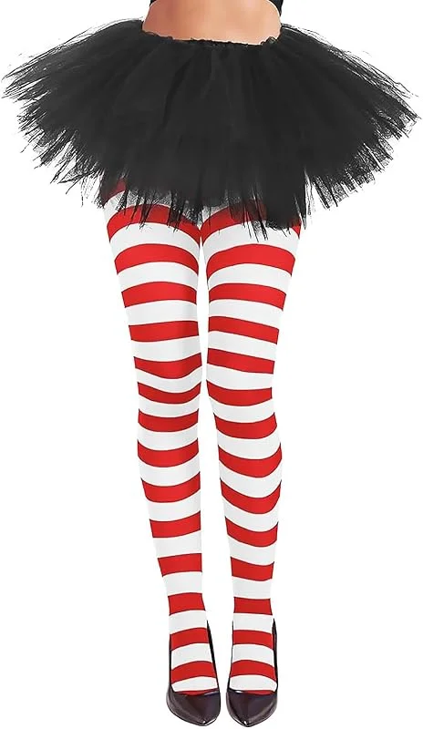 MBSIVSA Medias Rayas Rojas y Blancas Navidad, Pantis a Rayas, Pantys Elfo Mujer para Halloween Fiesta Disfraz, Talla Única — Ropa Navidad