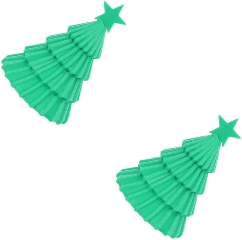 PRETYZOOM 2 Piezas Pequeño Árbol de Navidad de Mesa LED Pilas, Adorno Verde — Decoracion Navidad