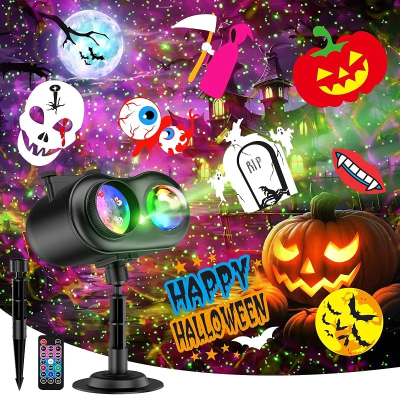 jepwe Proyector de luces de Navidad para exteriores, proyector de luces todo en 1 con olas del océano, 10 diapositivas, 10 colores para casa, jardín, patio, Navidad, Año Nuevo, Día de San Valentín, Día de — Luces Navidad