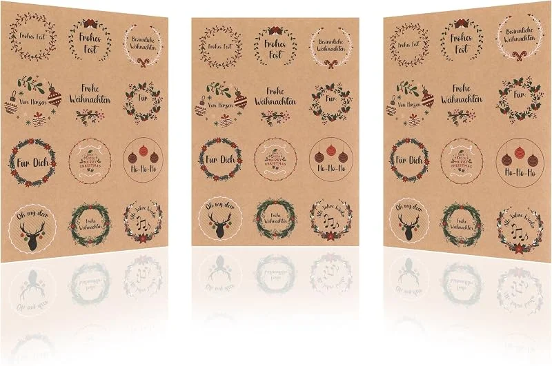 Nordstern Etiquetas adhesivas de Navidad, 20 - Adhesivos de papel kraft autoadhesivos, utilizables como etiquetas para regalos para tarjetas de felicitación, bolsas de regalo o etiquetas — Envoltorio regalo