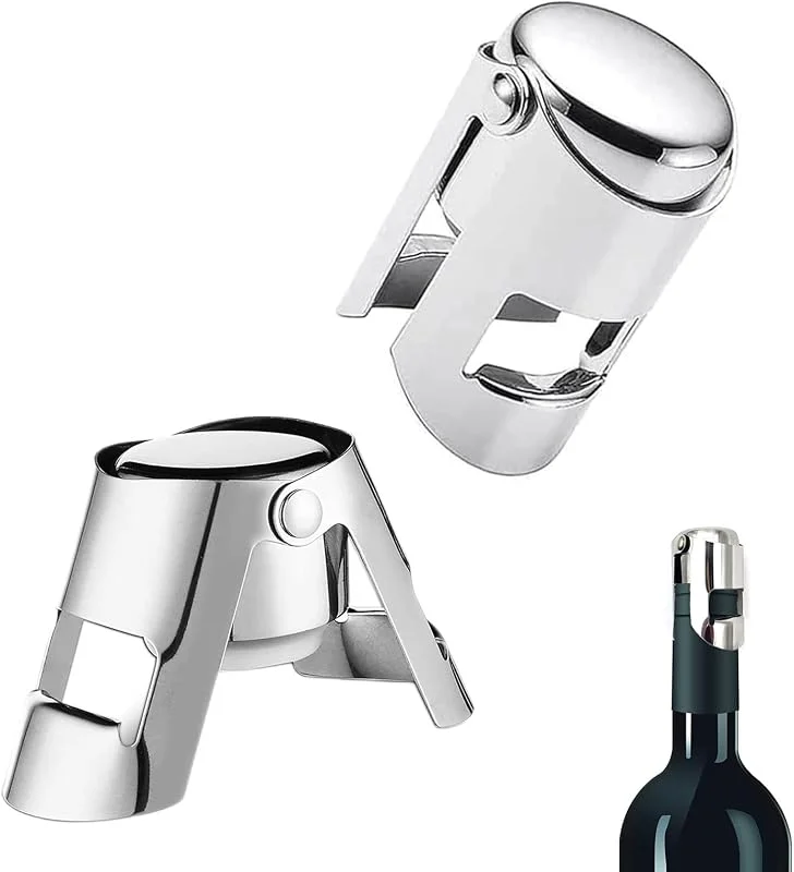 PXRLMYF 2 Piezas Tapón para Botella de Champán, Tapón de Vino de Acero Inoxidable — Vino y mesa festiva