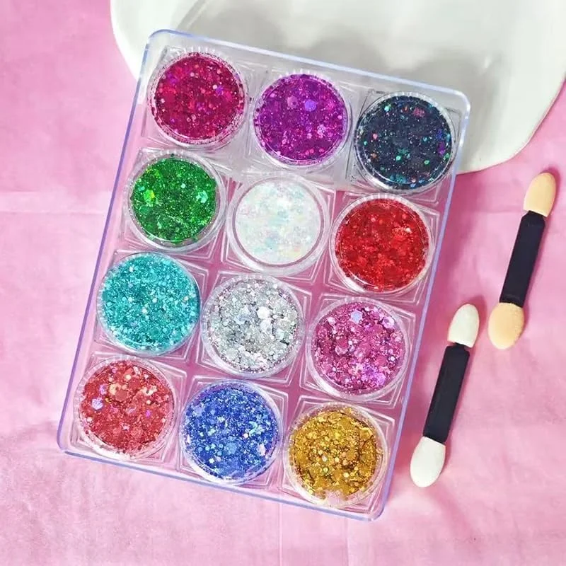 Dylxingtu 12 Colores Gel de Purpurina Facial, Glitter para Carnaval y Fiestas — Ropa Navidad