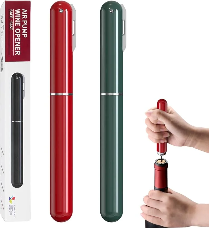 FBBULES Sacacorchos Profesional de Aire a Presión (Pack de 2), Rojo + Verde — Vino y mesa festiva