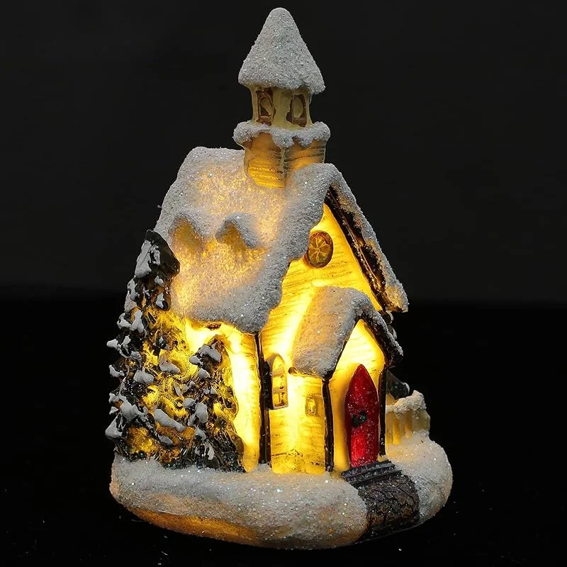 Toddmomy Casa de Navidad con luz LED, decoración de casa, paisaje invernal, pueblo de Navidad, ciudad, casa de Navidad, miniatura, decoración de Navidad, iluminación de Navidad — Decoracion Navidad