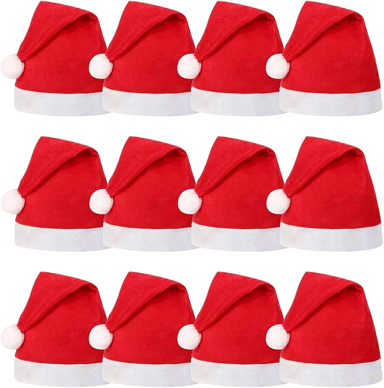 PUERHUACI Gorro Navideño, Rojo Sombrero Navideño, 24 Piezas Gorro de Papá Noel Adultos — Ropa Navidad