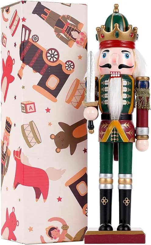 Tpudn Soldados de Cascanueces de Madera, 30cm Marioneta de Navidad Decoración Navideña Figuras de Cascanueces Adornos de Mesa Regalo para la Fiesta de Navidad en casa(Espadachín) — Decoracion Navidad