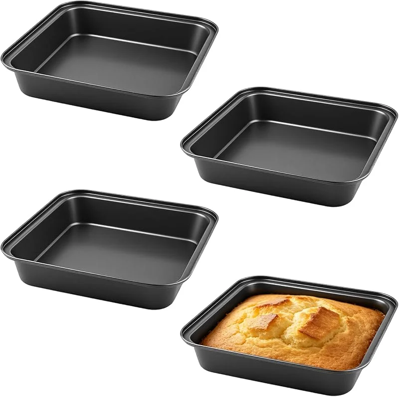 SENJEOK 4 fuentes cuadradas para horno, color negro, 24, 5 x 25 x 5 cm — Hogar y cocina