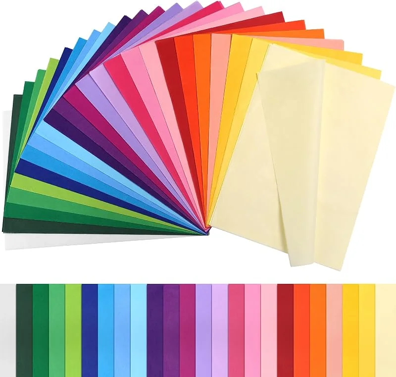 Kesote 240 hojas Papel de Seda 29 x 20 cm Papel de 24 Colores para Hacer Manualidades Decorativas — Envoltorio regalo