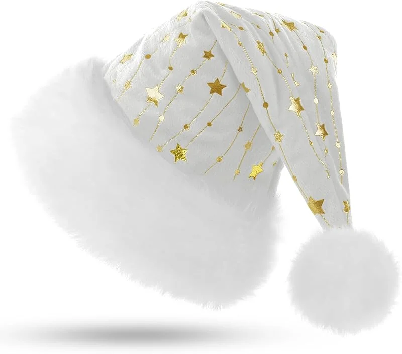 Visita la tienda de KONVINIT KONVINIT Gorro Papá Noel Blanco Gorro Navidad Lentejuelas Gorros de Navidad Adultos Sombreros de Santa Claus, Accesorios de Navidad para Regalos de Festividad — Ropa Navidad