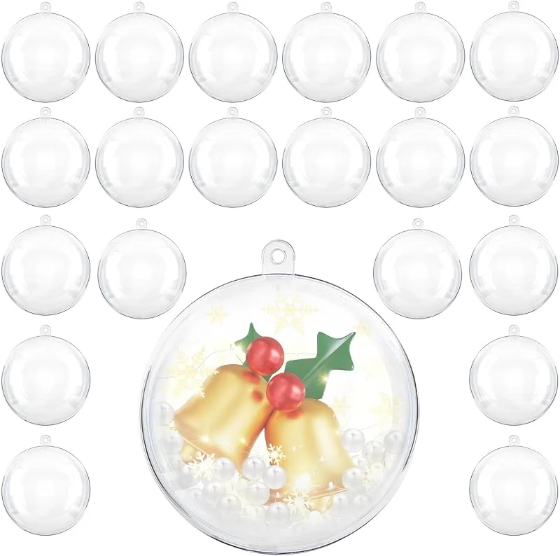 Visita la tienda de Uten Uten 20 x Bolas de Navidad Forma Redonda Acrílico Transparente para Decorar el arbol de Navidad no Incluye Cuerda (8CM) — Decoracion Navidad