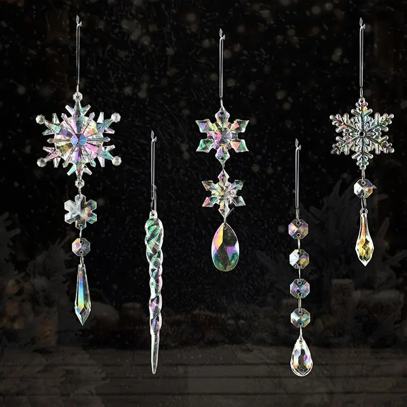 Visita la tienda de WeddHuis WeddHuis 5 piezas Adornos de Copos de Nieve de Cristal Acrílico, con 1 cintas, Colgantes de Copos de Nieve para Decoración Navideña, Árbol, Adornos de Navidad, Fiestas y Decoraciones de Invierno — Decoracion Navidad