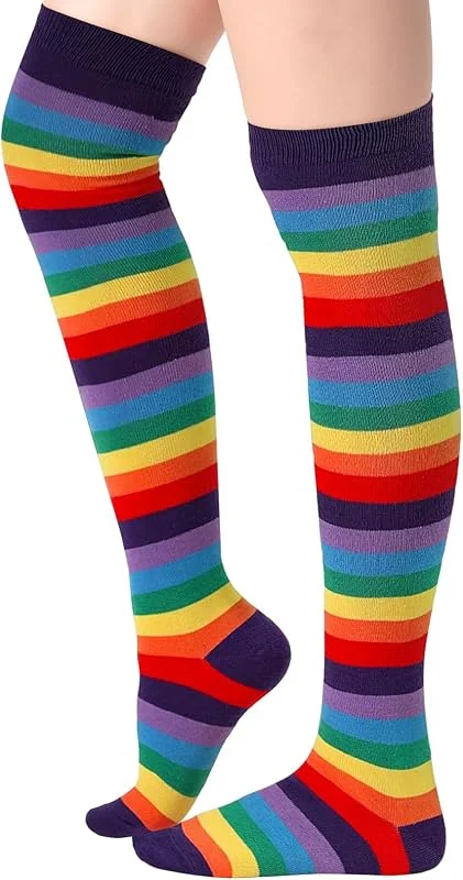 Blulu Calcetines hasta la Rodilla a Rayas para Mujer — Ropa Navidad