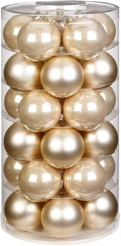 Inge-glas Inge - Bolas de Navidad (Cristal, 30 Unidades), Champagner, Creme Matt, Opal, 6 cm — Decoracion Navidad