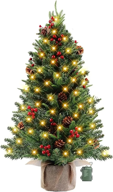 MaxEarn Árbol de Navidad Artificial de Mesa 90 cm, 90 Luces LED — Decoracion Navidad