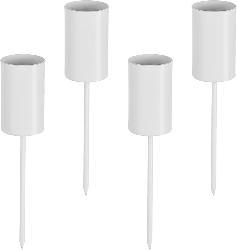 Romadedi Portavelas, corona de Adviento, velas de varilla, color blanco, juego de 4 unidades, portavelas de Adviento, portavelas de varilla para insertar velas de metal, soporte para guirnaldas — Adviento y mesa