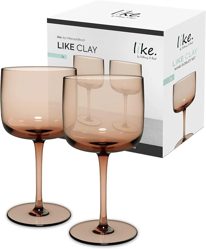 Villeroy & Boch Juego De Copas De Vino Like Clay, Set 2 Piezas, Vidrio Coloreado Marrón, Capacidad 270Ml — Vino y mesa festiva