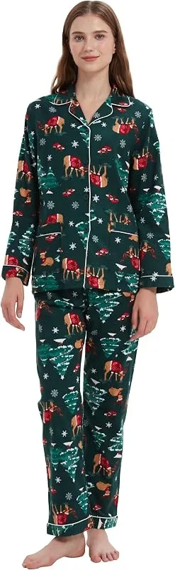 Visita la tienda de Amaxer Amaxer 100% Algodón Conjunto de Pijama de Franela para Mujer Conjuntos de Pijama de Otoño e Invierno — Ropa Navidad