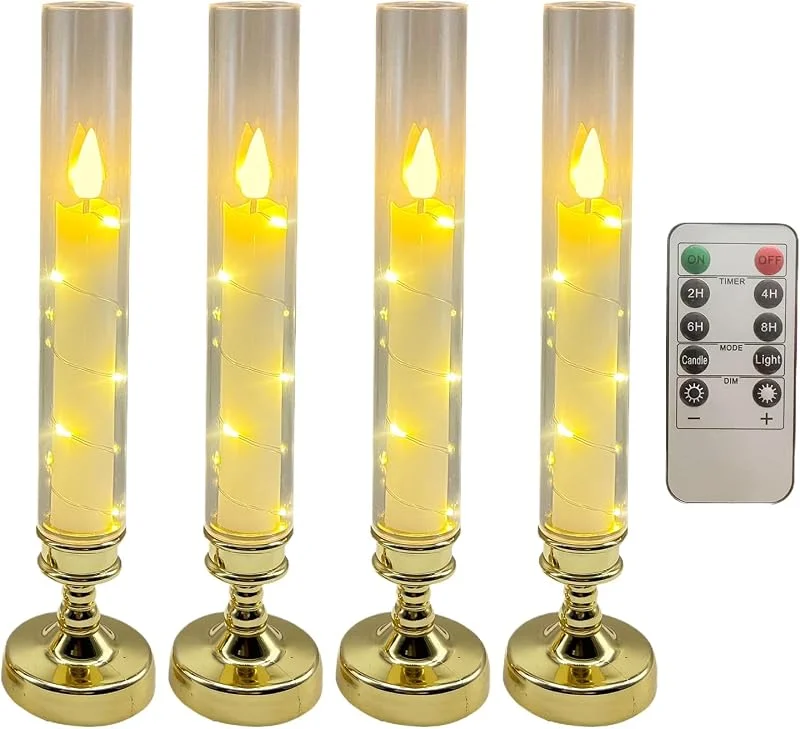 Uhngw Velas Parpadeantes Sin Llama De Mesa Romántico Para Decoración Del Hogar — Cena a la luz de velas