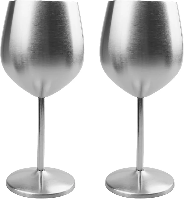 WIYETY Copas de cóctel de acero inoxidable, juego de 2 copas de vino tinto de 500 ml, para cócteles, whisky, vasos de cerveza, para exteriores — Vino y mesa festiva